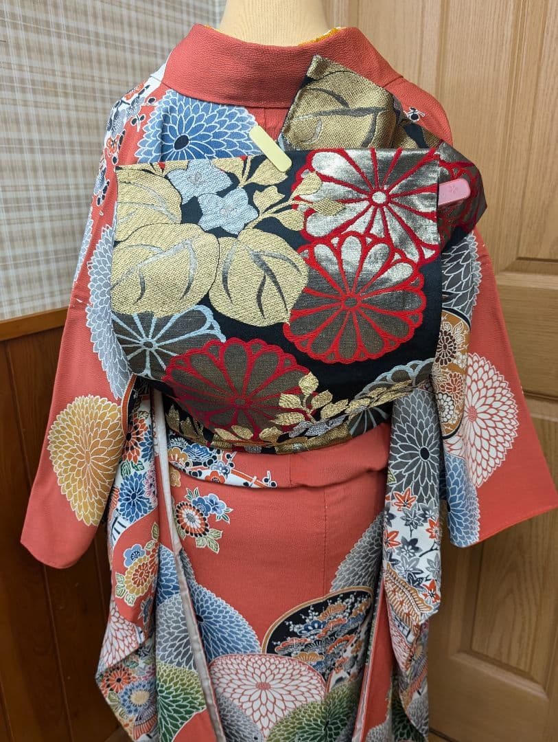 ★専用♦再お値下げしました！振袖+袋帯セット　京紅型　大輪万寿菊　丹後ちりめん