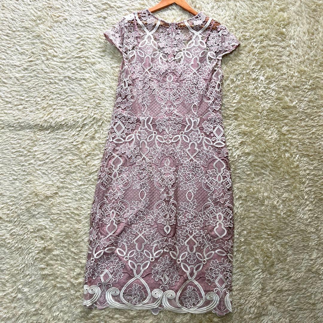 英国発　PHASE EIGHT 大きめ　清楚ピンク　刺繍ワンピース　美品　LL