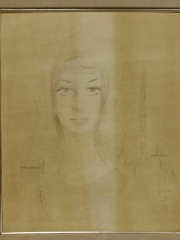 【真作】◆東郷青児『デッサン』 滞欧作 二科展出品作 エンボス印 鉛筆・水彩◆