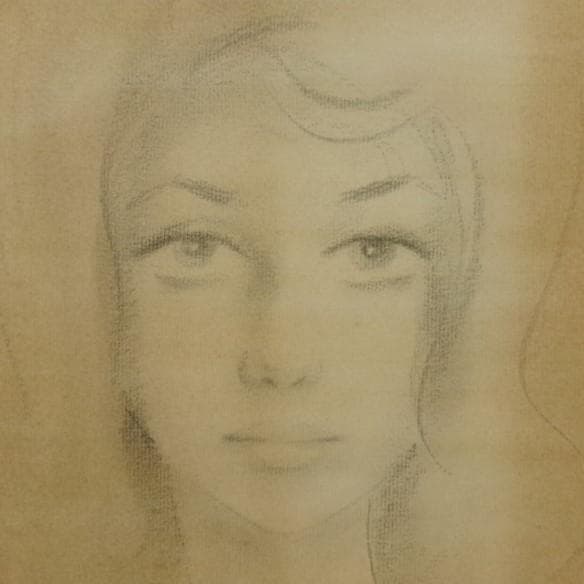 【真作】◆東郷青児『デッサン』 滞欧作 二科展出品作 エンボス印 鉛筆・水彩◆