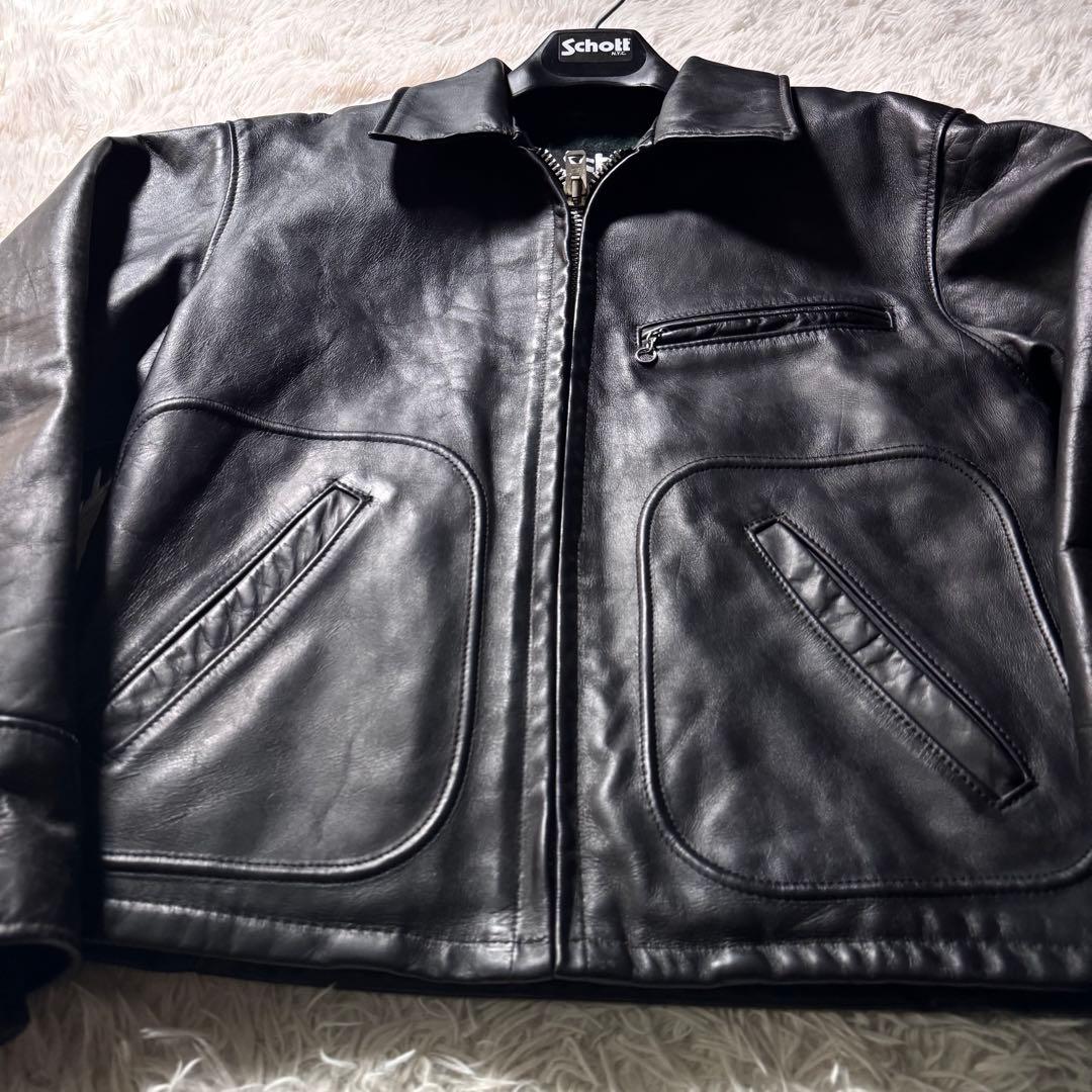 悪*鬼様 美品/廃盤品✨schott トラッカージャケット　652 本革　ブラッ