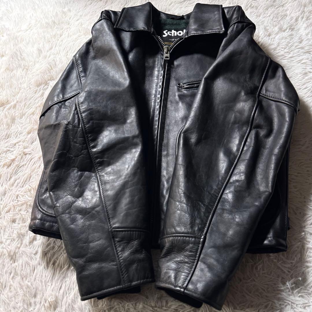 悪*鬼様 美品/廃盤品✨schott トラッカージャケット　652 本革　ブラッ