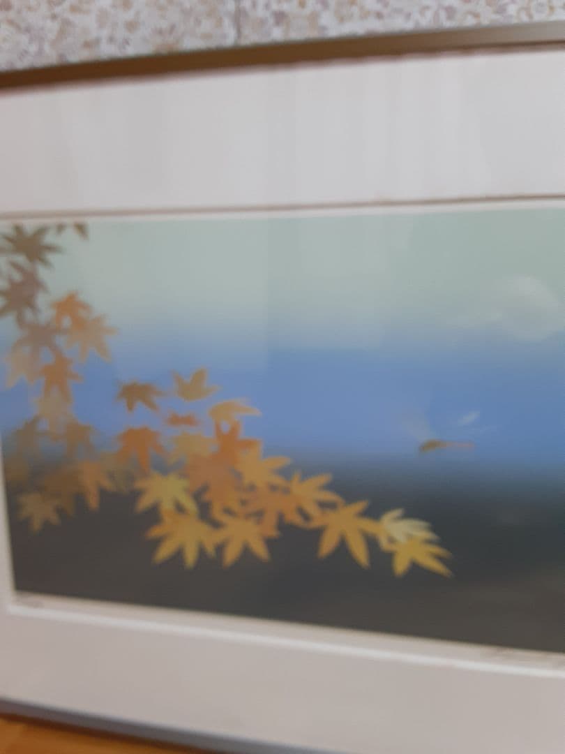 紅葉とトンボのリトグラフ