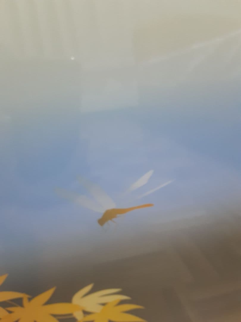 紅葉とトンボのリトグラフ