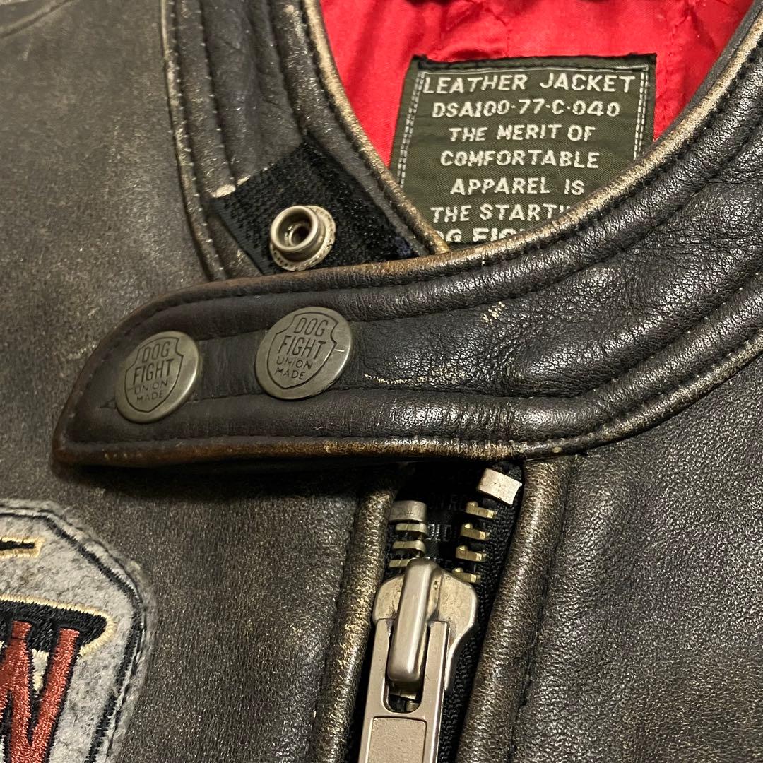 90's DOG FIGHT シングルライダースジャケット ヴィンテージ加工