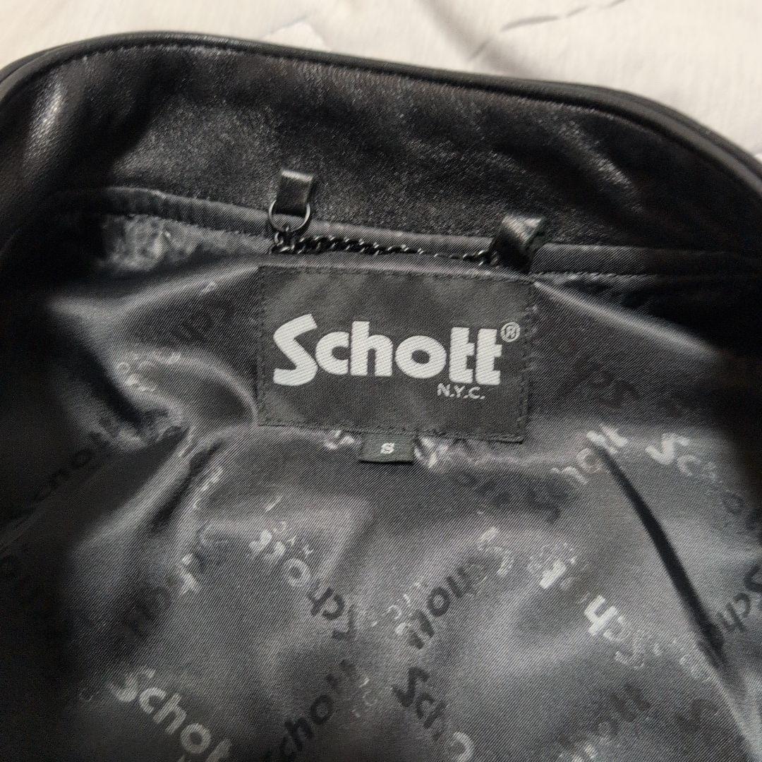 Schott ブラックレザー シングルライダースジャケット