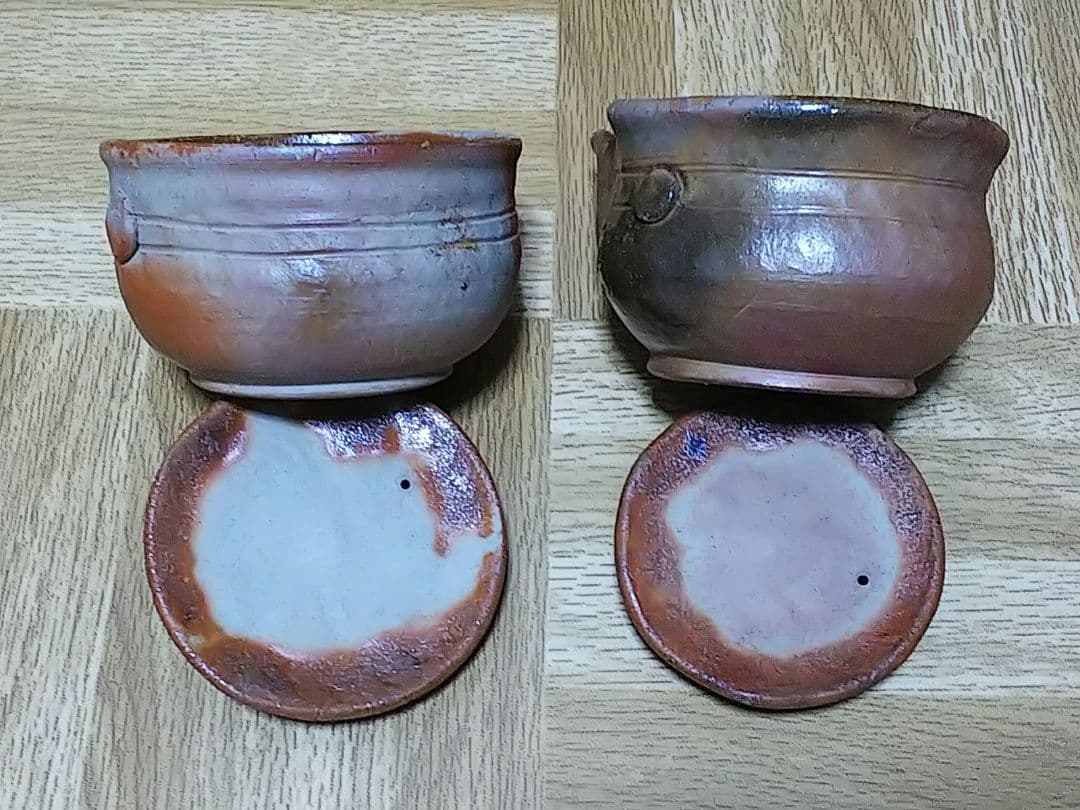 蔵出し品 備前焼 手造宝瓶 作家造 煎茶道具2個