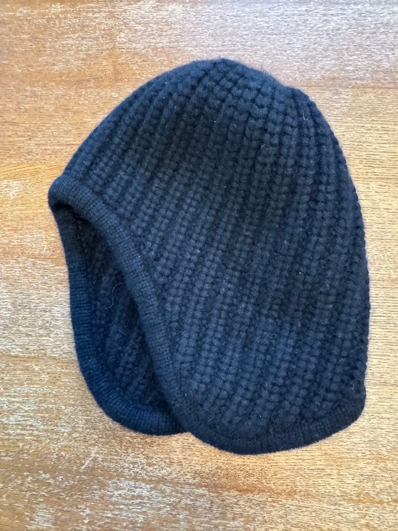 yo biotop カシミヤ100% フライトキャップ ニット帽 ブラック