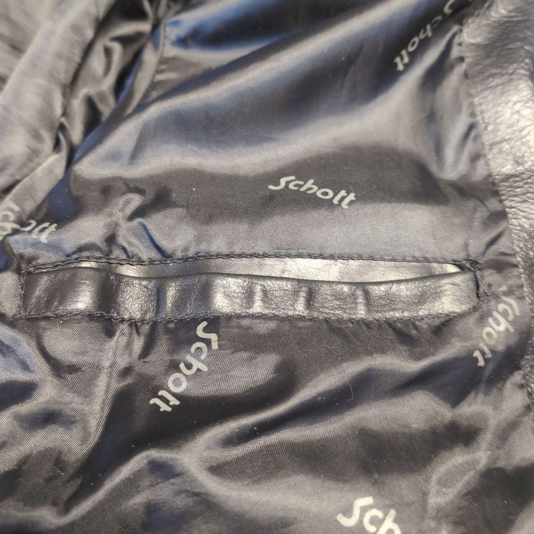 Schott ブラックレザーライダースジャケット 42