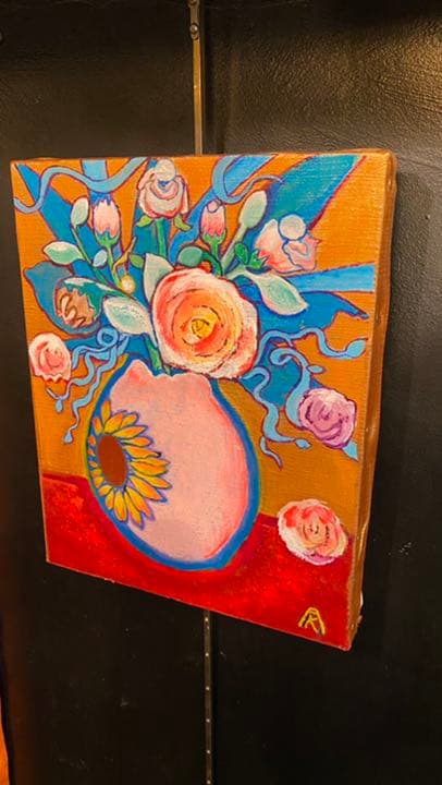 【アクリル画】商品名　「向日葵との出会い」新品未使用品