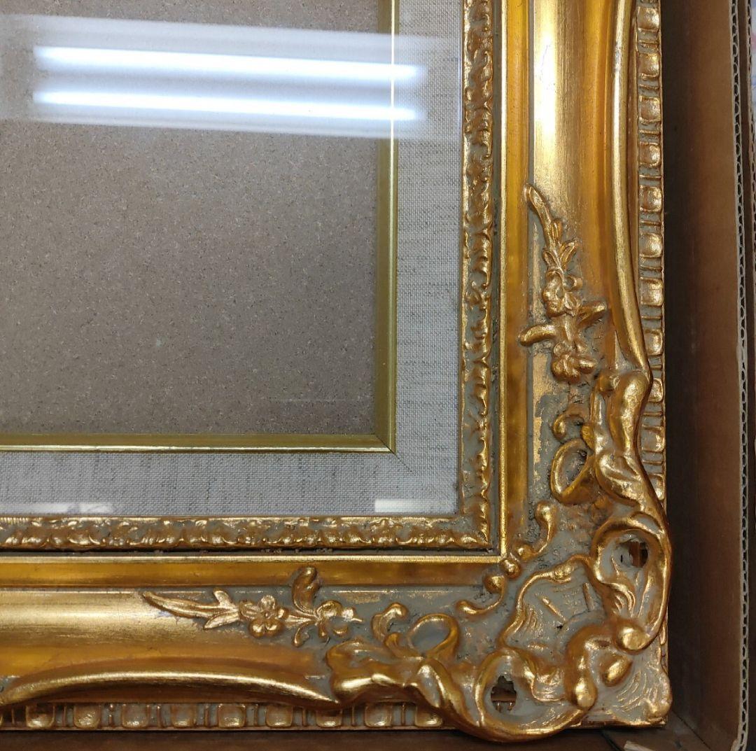 額縁 油絵/油彩額縁 成型フレーム F6号 ゴールド 金 アンティーク ガラス入