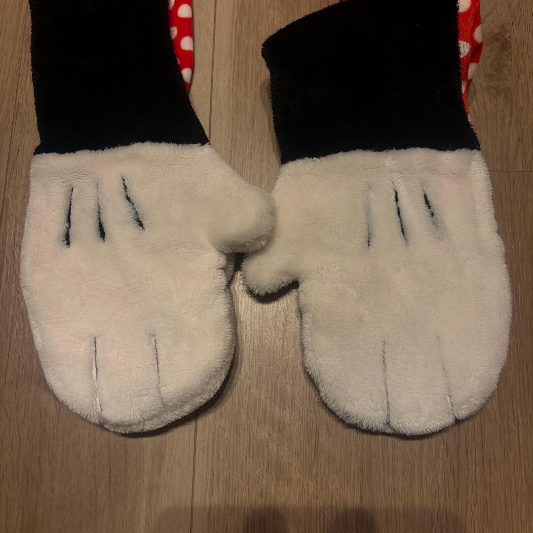 ミニーマウス風フリース帽子・手袋付き