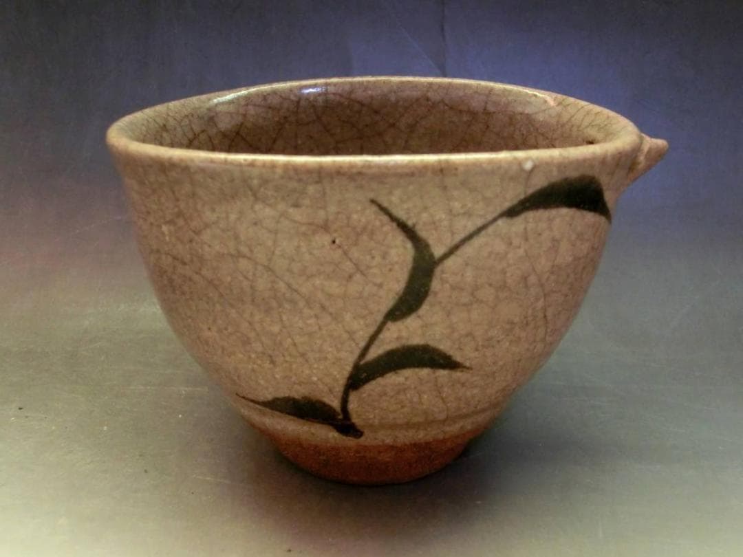 酒器■絵唐津 歪み片口 2客 古唐津超名品【江戸時代】猪口 酒杯 時代物 骨董