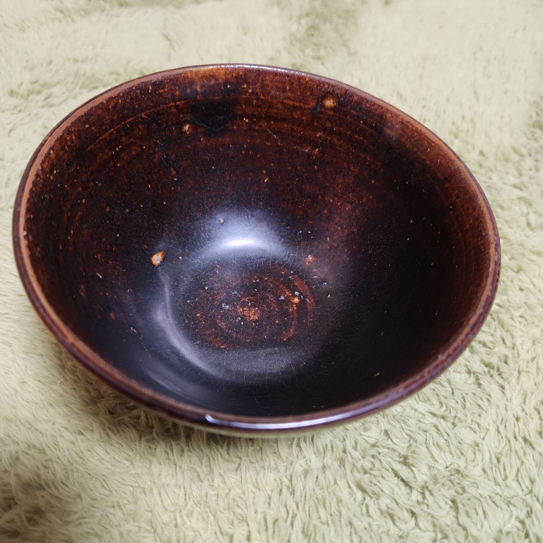 12～13cの黒褐秞茶碗仕覆桐箱付き