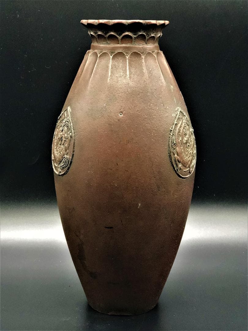 【 雲龍図銅花瓶 花入/花生 】　中華古玩　蔵出品