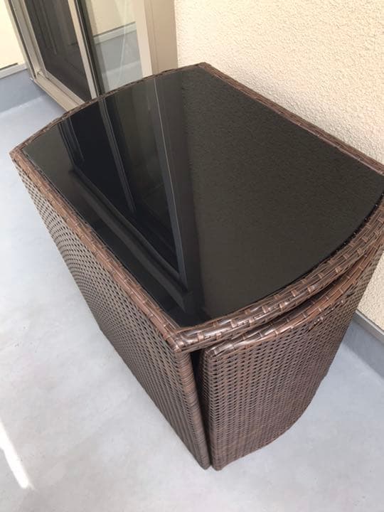 【専用ページ】ラタン調コンパクトテーブル3点セット ブラウン