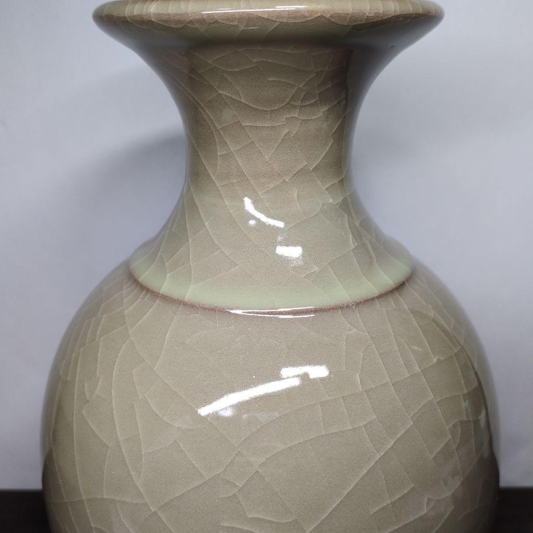 人間国宝 中島宏 造 青瓷 花瓶 高さ約34cm