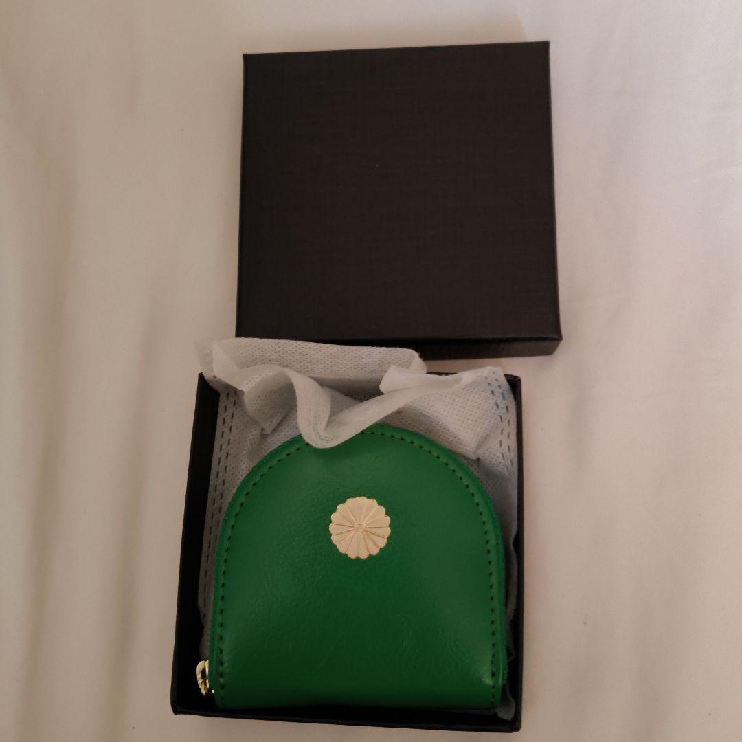 皇居　緑色　菊の紋章　小銭入れ