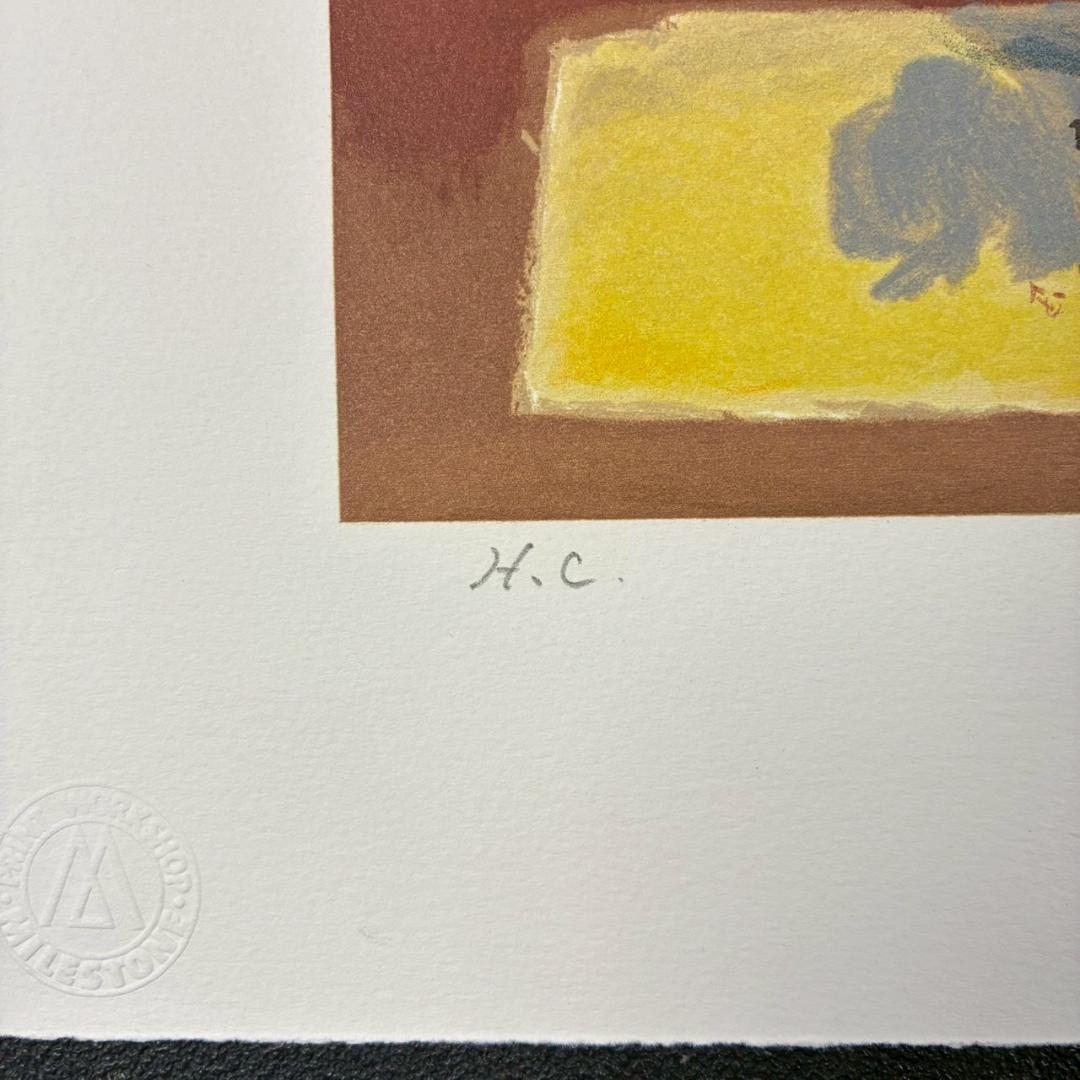 美品 田中春弥「明朝壺の椿寿華」リトグラフ 直筆サイン入り 解説書付 額縁入り