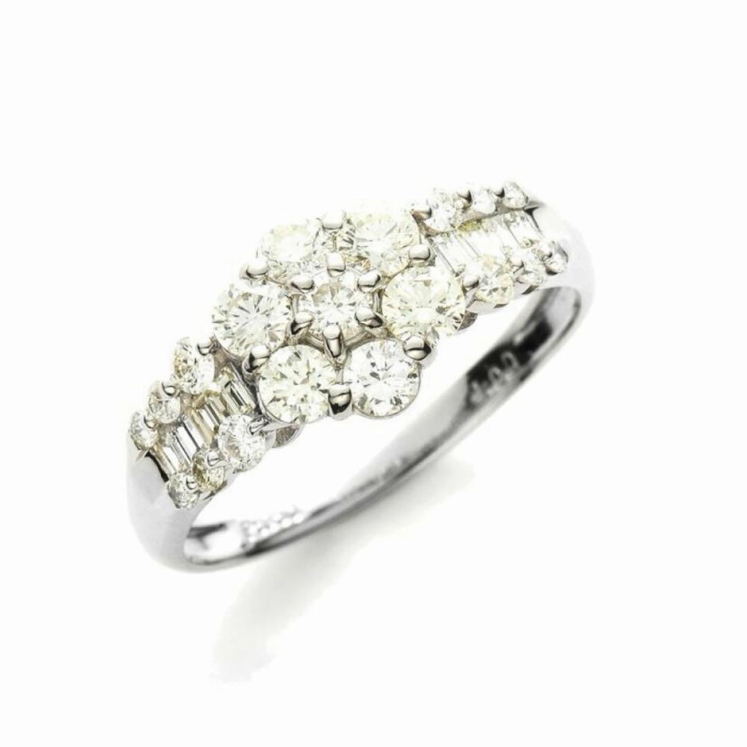 フラワー　プラチナ950 ダイヤモンド リング　指輪 13号