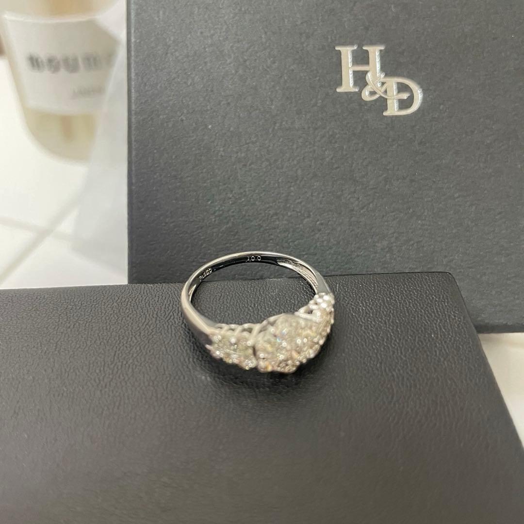 フラワー　プラチナ950 ダイヤモンド リング　指輪 13号