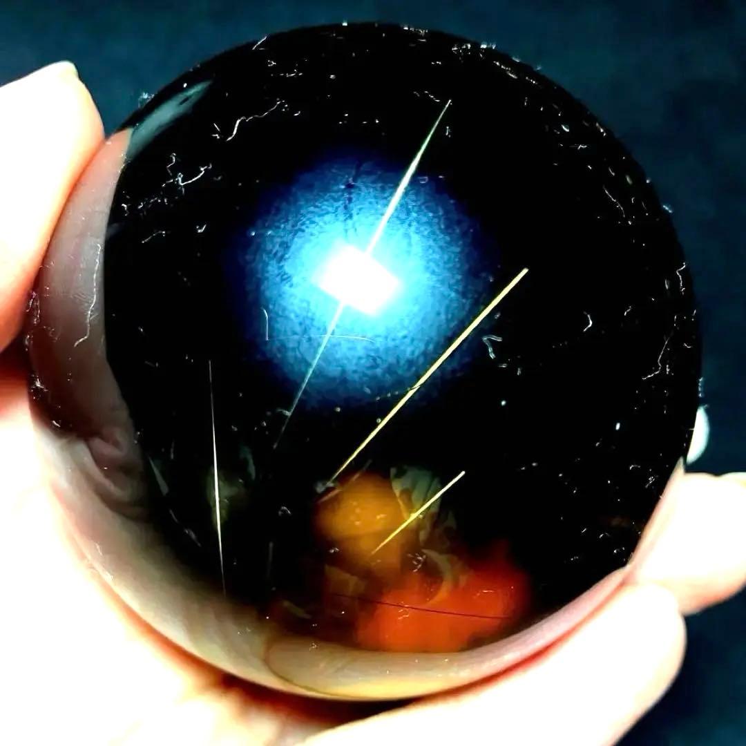 超大玉　60mm ゴールドルチルクォーツ　丸玉　スフィア　金針水晶