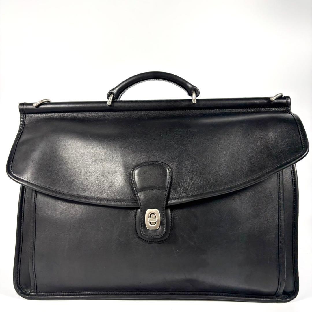 ✨美品✨コーチ ビジネスバッグ A4可 斜め掛け レザー シルバー金具 ブラック