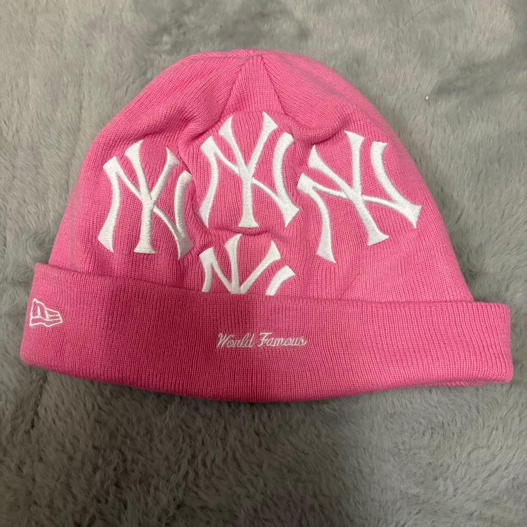 ニューエラ×supreme ピンク　ビーニー