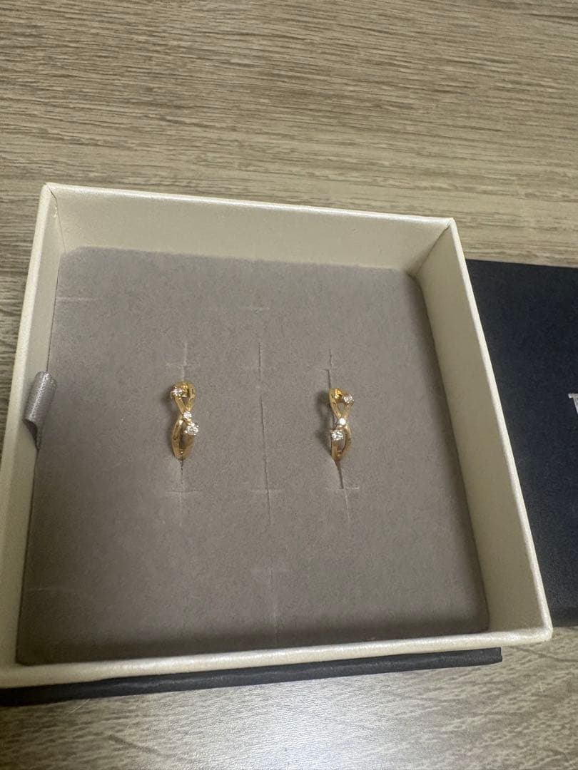 み*こ様 ツツミ K18イエローゴールドダイヤモンド フープピアス