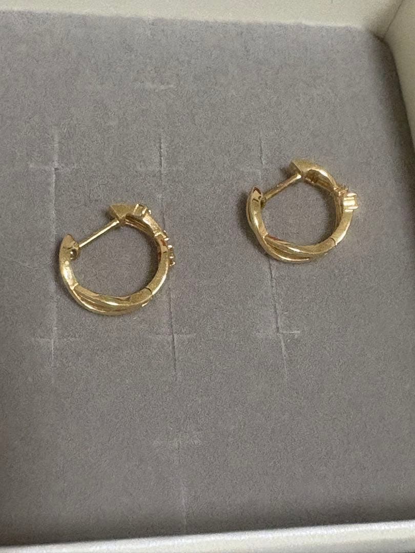 み*こ様 ツツミ K18イエローゴールドダイヤモンド フープピアス