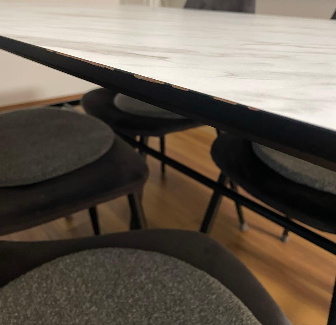 ダイニングテーブル　セラミック柄　大理石柄　白　黒　4人