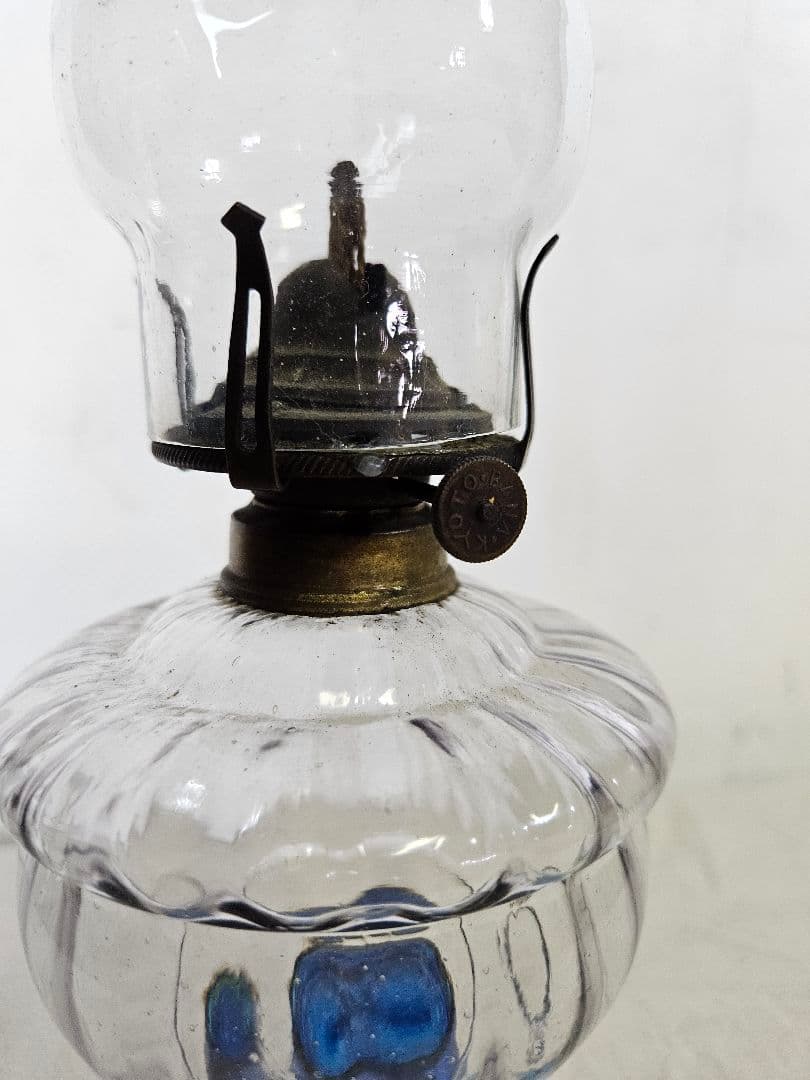 日本のアンティーク ガラス製 オイルランプ アルコール ランタン レトロ硝子