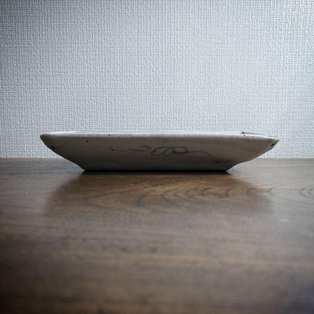 切込焼　染付笹図鮎皿　19世紀　仙台藩　染付　長皿　丸紋　丸文　切込　東北