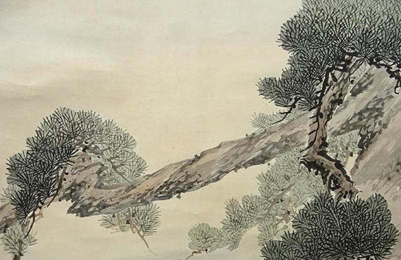 掛軸 玉欄『高砂子 松竹梅 老夫婦』紙本 肉筆 共箱付 掛け軸 p030101