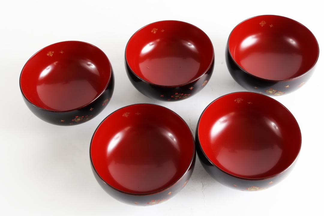 輪島塗 梅沈金御汁椀 藤野孝一郎 吸物椀 五客