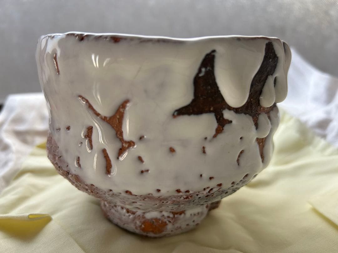 ど*読様 萩焼　北浜山　泥詩　茶碗 滴り釉薬 木箱付き