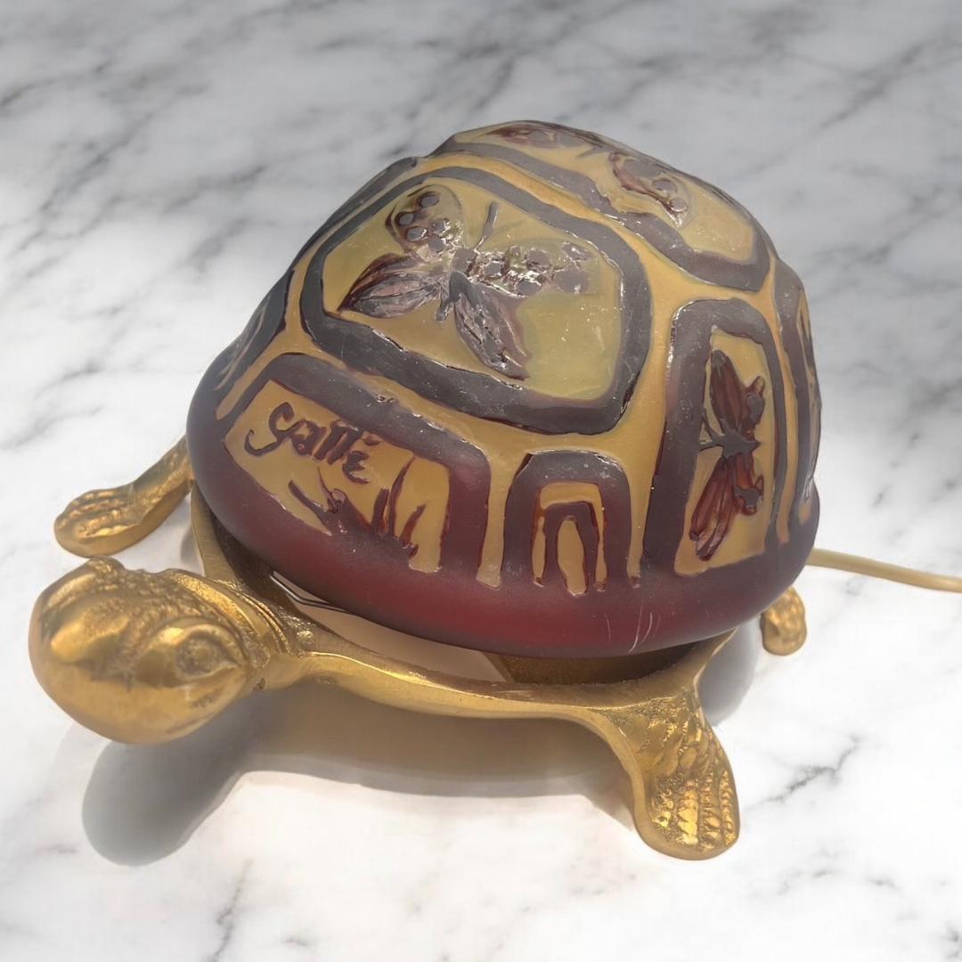 ◆証明書付◆Emile Galleエミールガレ　亀　卓上ランプ　カメオ彫り
