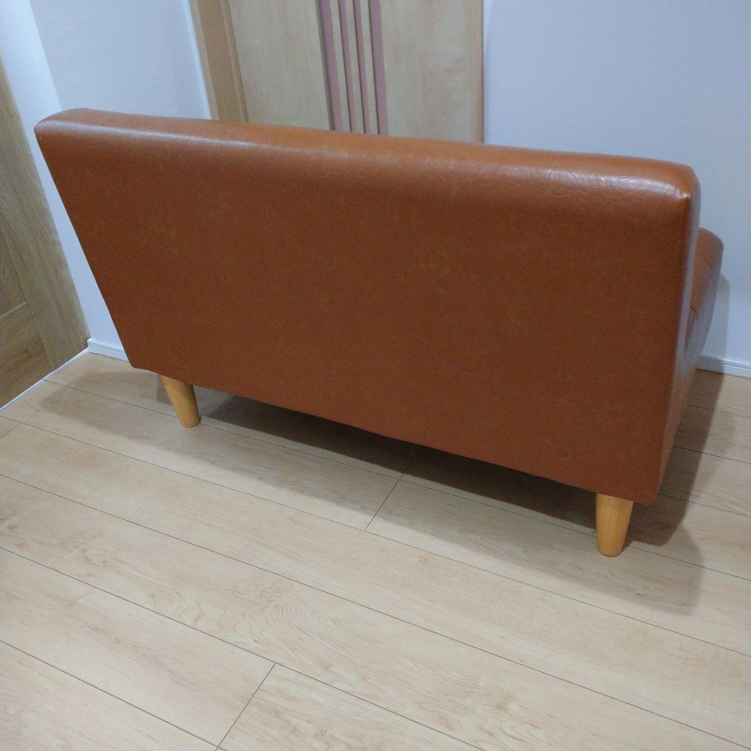 【最終値下げ】Megan ブラウン 合成皮革 2人掛けソファー