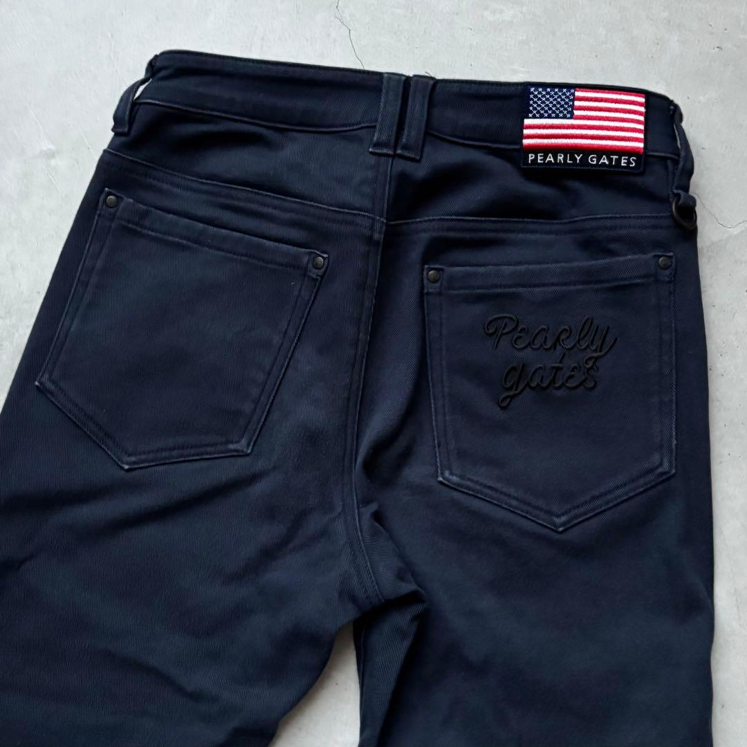 PEARLY GATES ストレッチロングパンツ 裏起毛 星条旗ワッペン 00