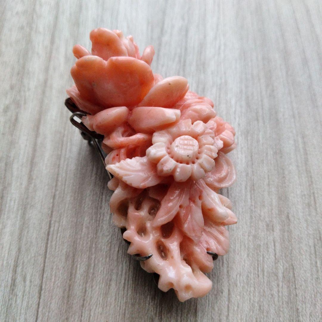 デザイン 珊瑚 ブローチ 31.9g