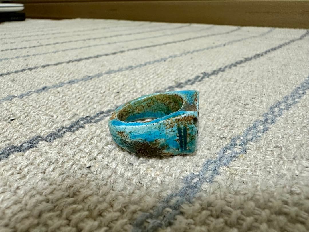 秘蔵品！ 古代エジプト 聖眼ウジャト ホルスの眼 リング ファイアンス 文化遺産