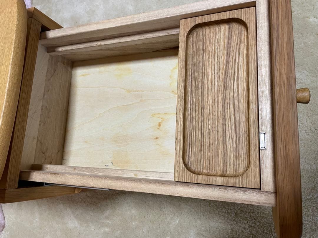 美品　飛騨産業　デスクワゴン　デスクサイドワゴン木製 脇机 可動式テーブル