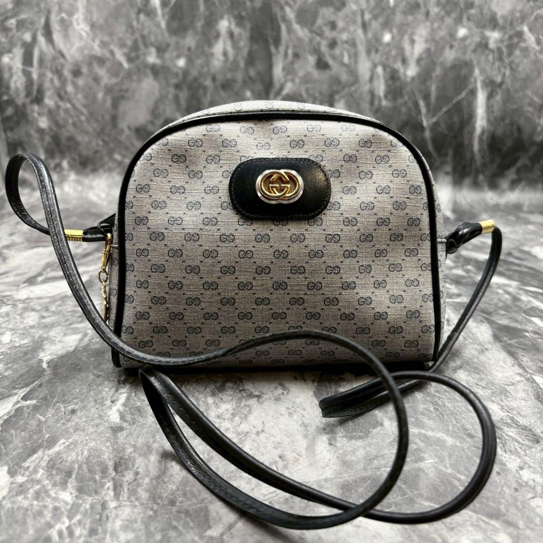 ✨美品✨GUCCI GG ショルダーバッグ ネイビー ロゴ ゴールド金具