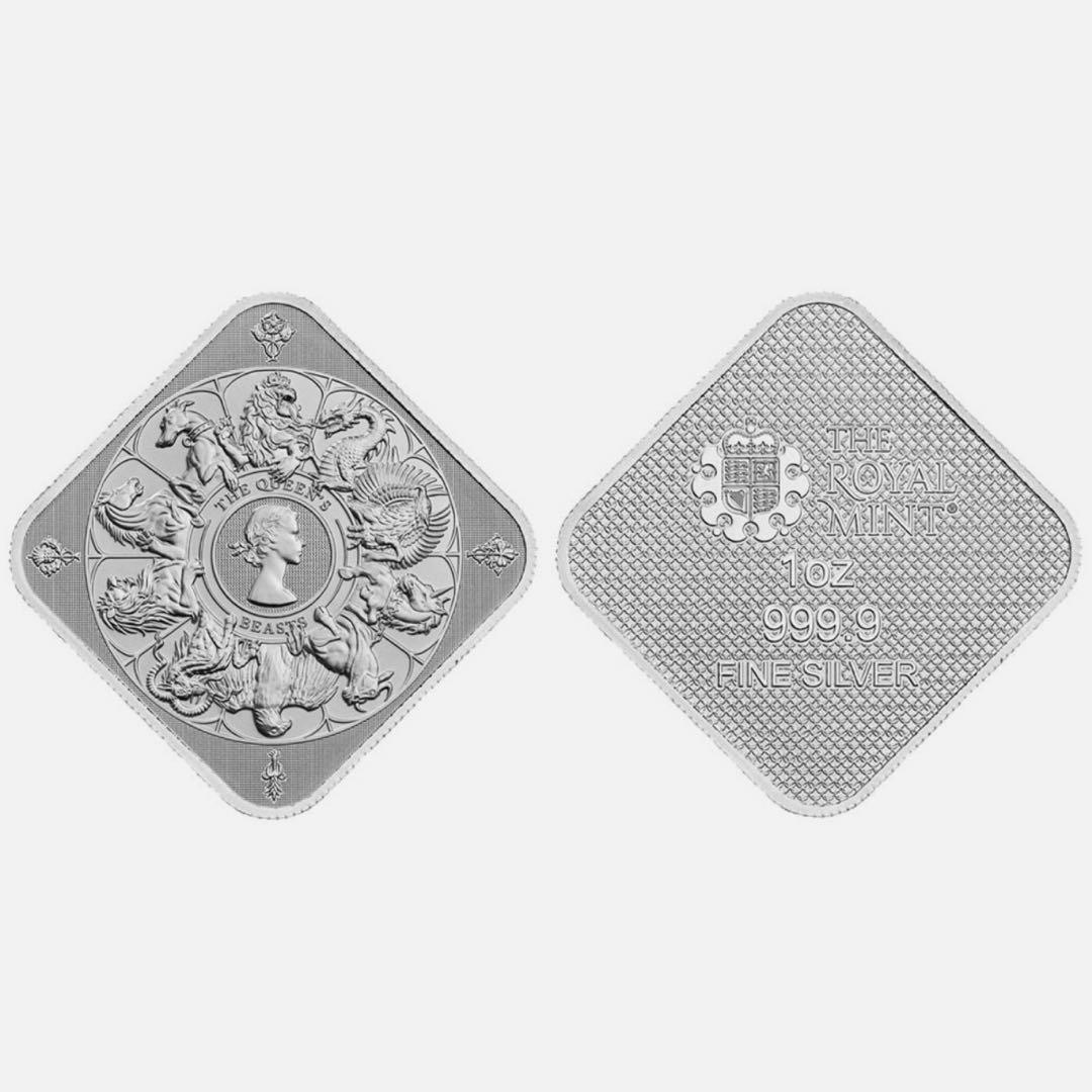 銀貨 英国 ロイヤルミント クイーンズビーストコンプリーター 四角型 1オンス