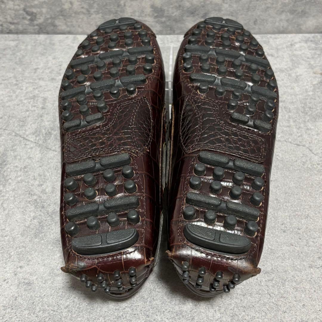 未使用級　コールハーン　ドライビングシューズ　クロコ型押し　ブラウン　1918