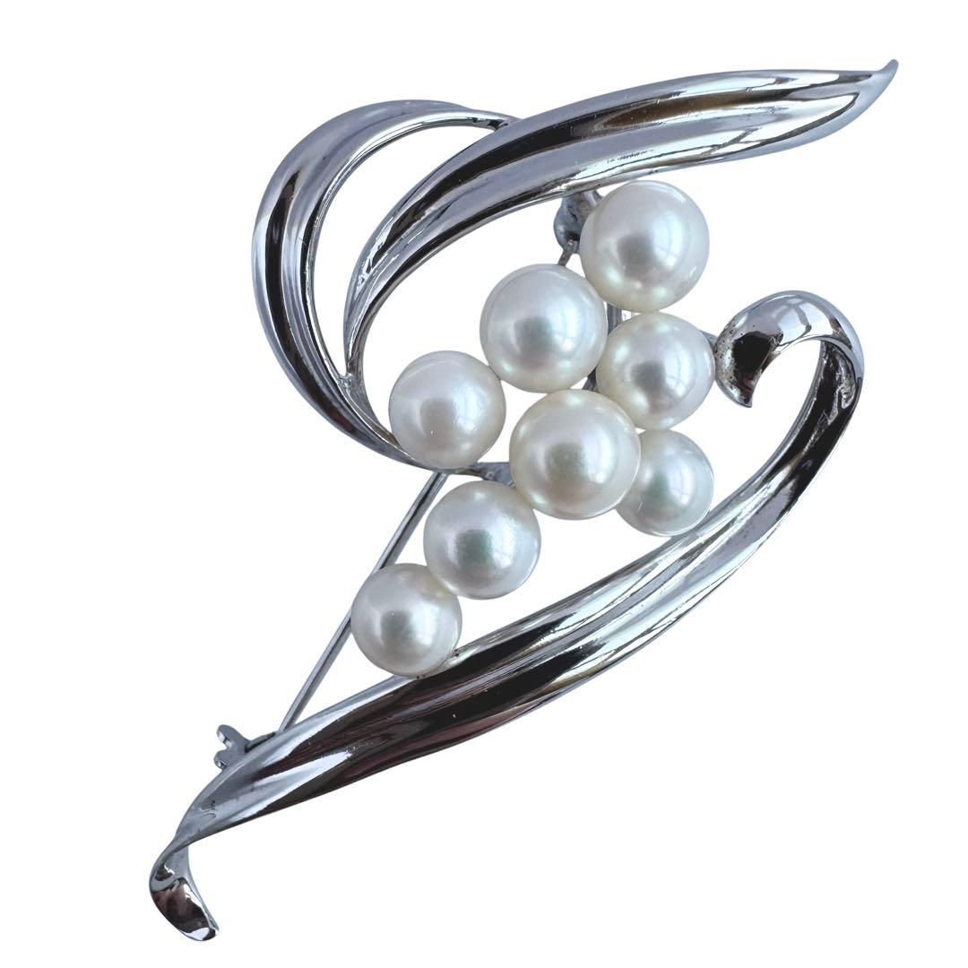 【HSK2】MIKIMOTO ミキモト パール ブローチ シルバー