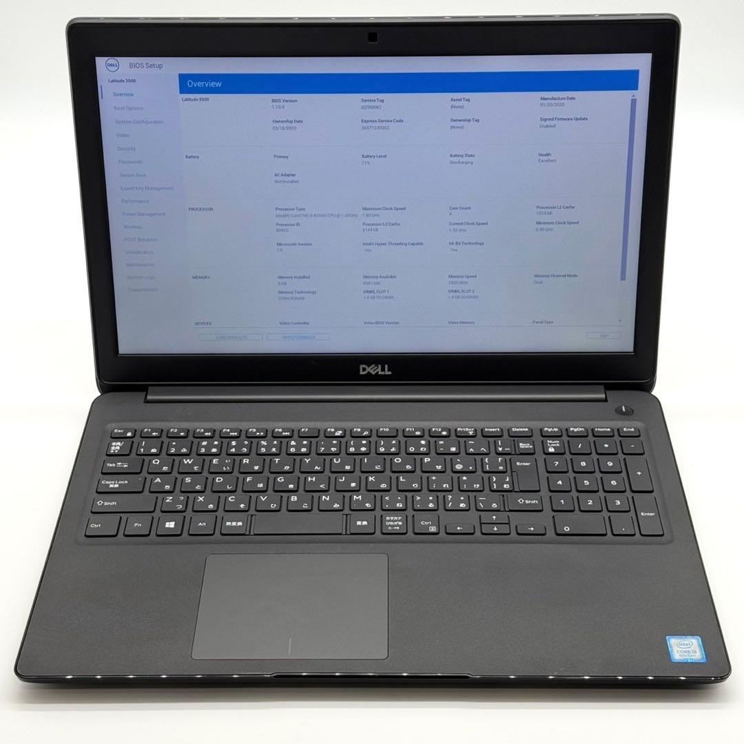 ノートパソコン 8世代 Dell CORE i5 メモリ8GB ストレージ無し