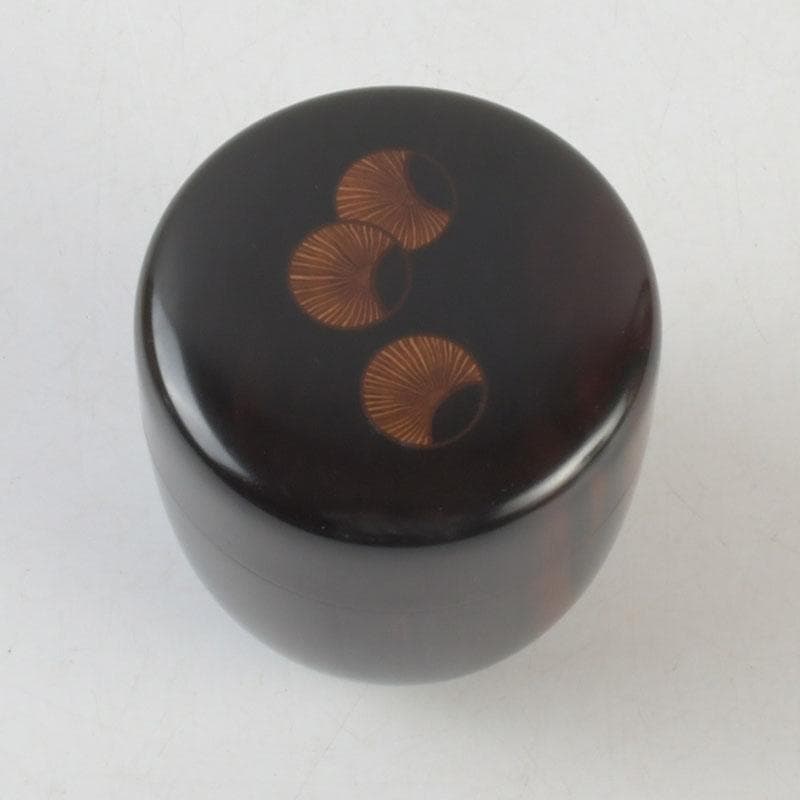 茶道具　山中塗　福田芳朗作　縞黒檀南天杢象嵌　壷々　大高棗　共布共箱　V9263