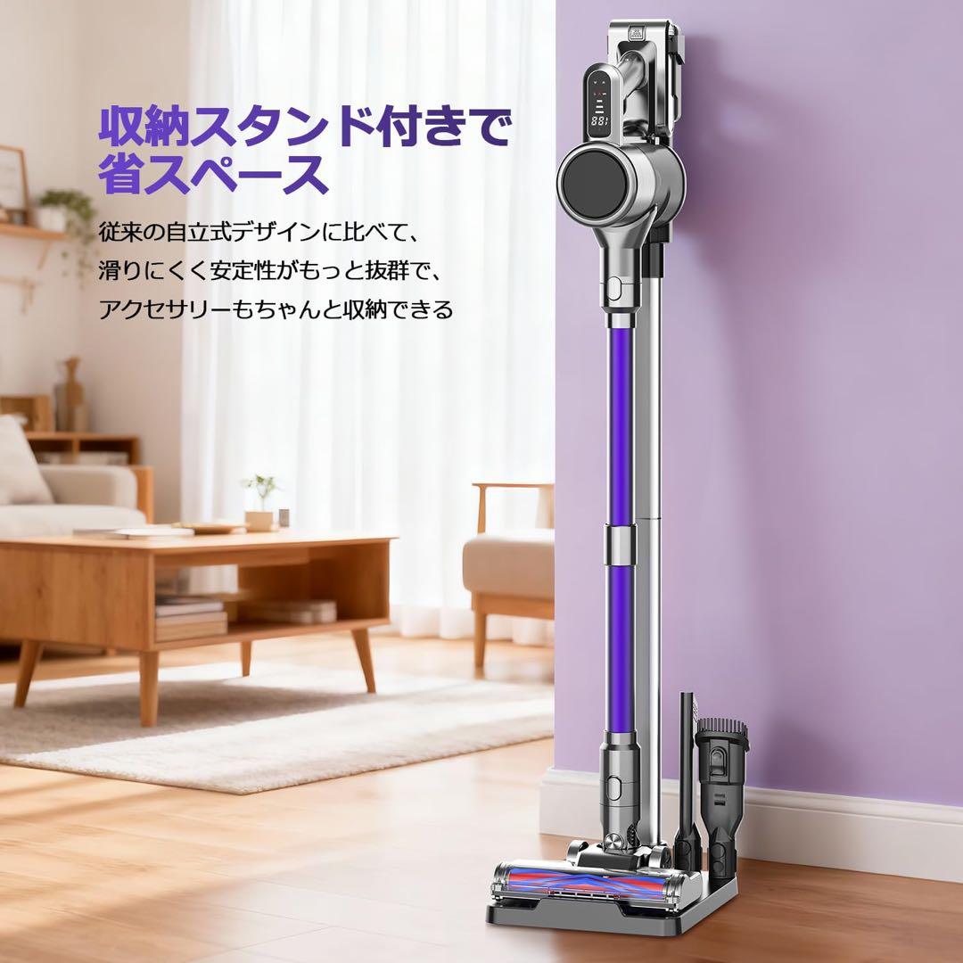 掃除機 コードレスLEDライト付き65Kpa強力吸引収納充電スタンド　軽量