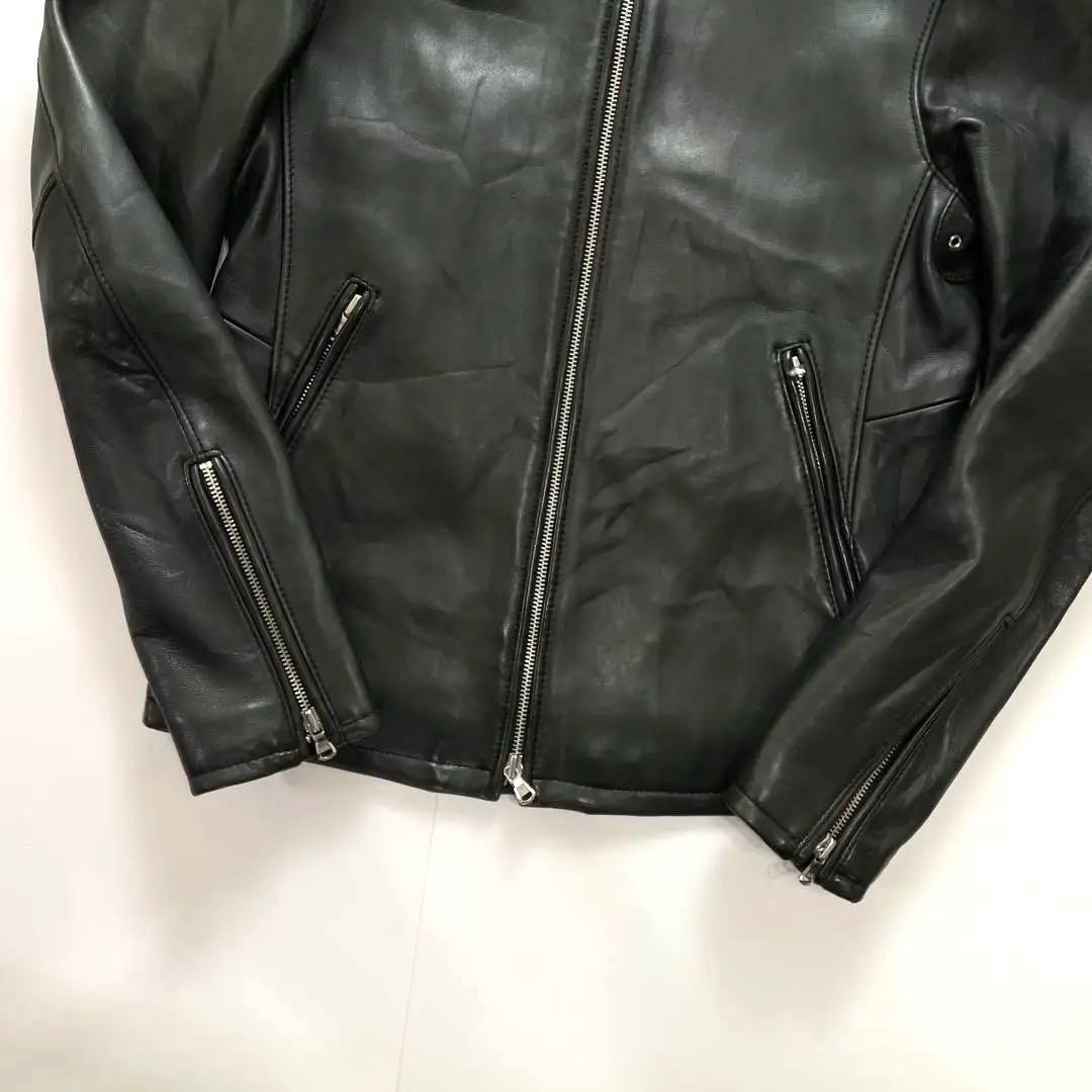 美品 とろとろ羊革 ユナイテッドアローズ シングルライダース Wジップ 黒 M